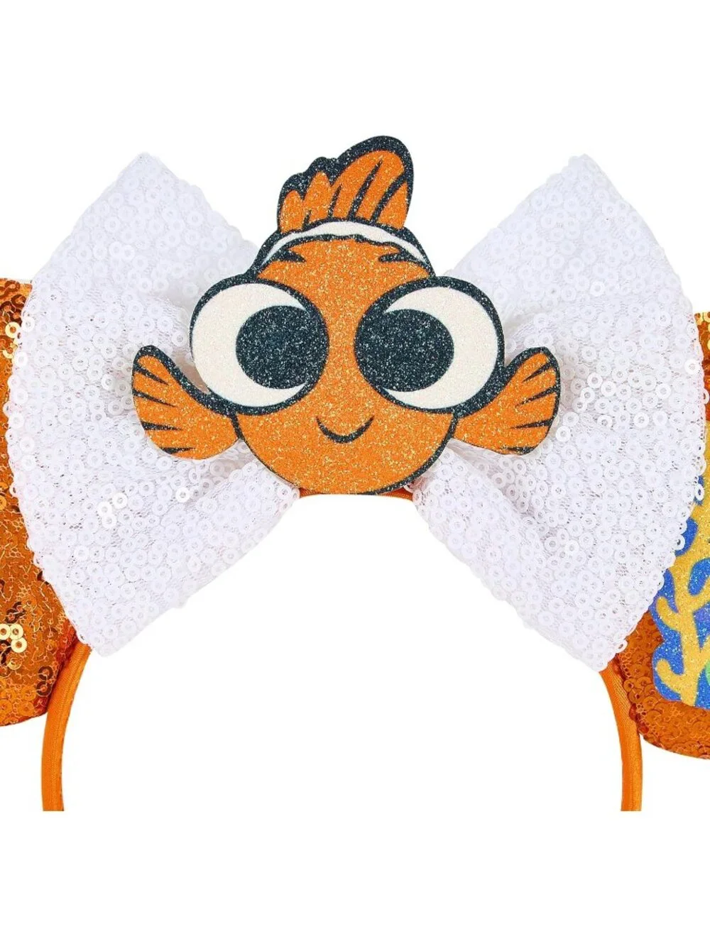 Women White Orange Cartoon Mickey Mouse Costume Headband For Cosplay